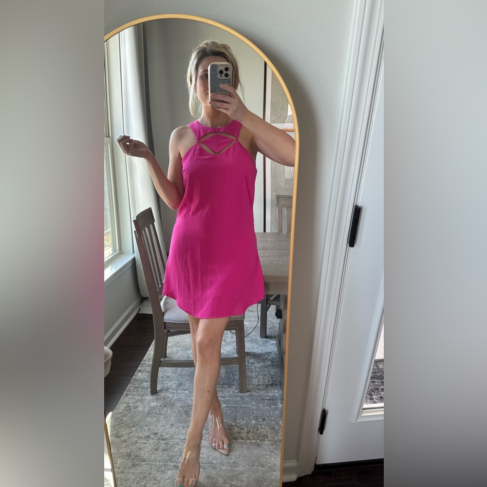 Gianni Bini Barbie Hot Pink Fuchsia Cut Out Mini Dress - Picture 7 of 12